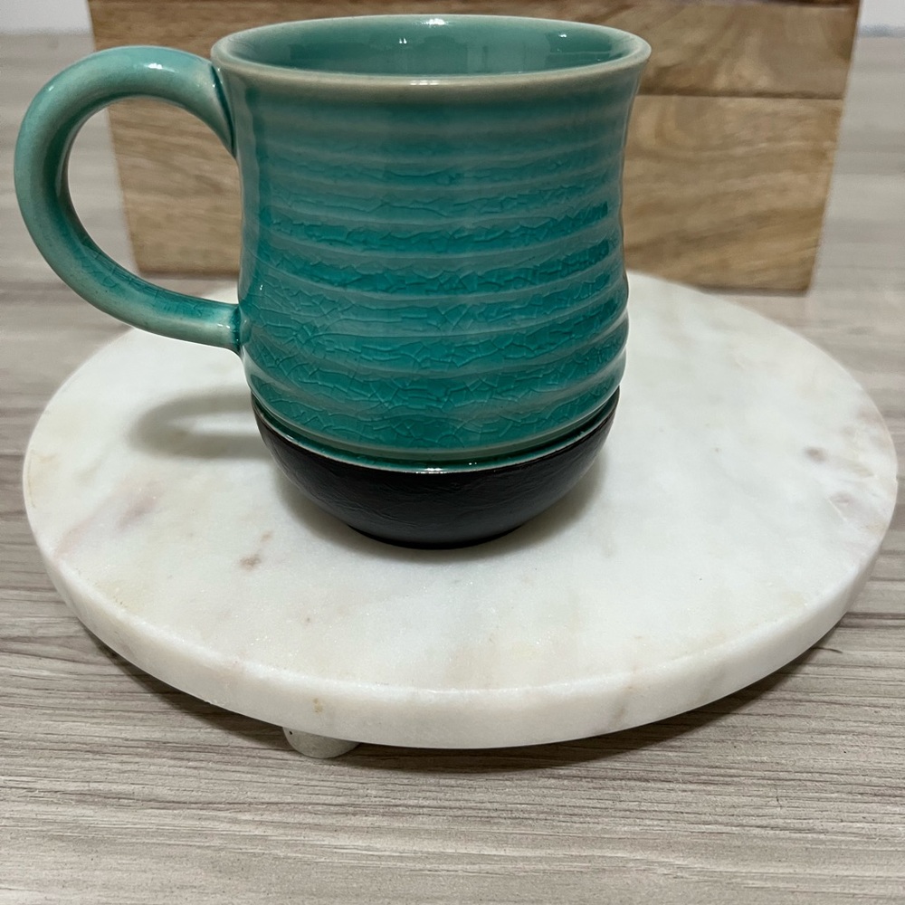 Teal and Black Ceramic Mug